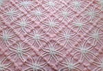Feminine Pink Vtg Chenille Bedspread Fabric Tufted 18X24" Quilt Material. Fixed Price $30.00.