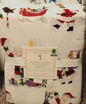 Pottery Barn Kids Organic Jolly Santa North Pole Sheet Set Queen Flannel. Fixed Price $139.99.