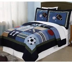 Laura Hart Quilt Sport & Stars Full/queen Soccer Football Baseball Reverable. Fixed Price $35.00.