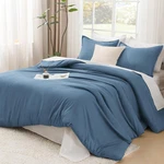 Litanika Comforters Full Size Ocean Blue, 3 Pieces Lightweight Solid Bedding Set. Fixed Price $79.99.
