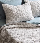 Quince European Linen Quilt Set Grey White Stripe King Cal Nwot Openbox. Fixed Price $132.89.