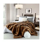 Luxury Plush Faux Fur Blanket King Size, Long Pile Brown With Black Tipped Bl.... Fixed Price $162.53.
