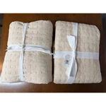 Pottery Barn Pick Stitch Pillow Shams Standard Flax Linen Blend Quilted 2PC New. Fixed Price $69.00.