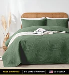 Lightweight Olive Green King Quilt Bedding Set With Bedspread Coverlet. Fixed Price $57.58.