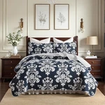 Queen Size, 100% Cotton Navy Blue Set Lightweight Quilted Bedspre.... Fixed Price $137.69.