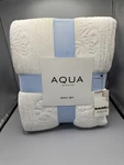 Aqua Bedding Floral Scalloped Reversible King Quilt + 2 Shams Set White. Fixed Price $45.00.