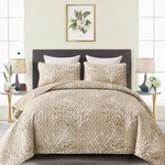 Djy Beige Quilt Set California King Size - Branch Botanical Pattern Bedspread Co. Fixed Price $74.01.
