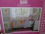 4 Pcs Kids Expressions Dragonflies Butterflies Full Quilt, Shams & Decor Pillow. Fixed Price $69.00.