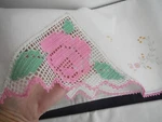 Pair Fancy Vintage Handmade Pink Rose Crocheted Pillowcase Cover Bed & Breakfast. Fixed Price $12.99.