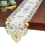 Collections Etc Embroidered Colorful Pansies Table Linens, Runner. Fixed Price $14.99.