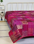 Indian Silk Patola Patchwork Kantha Quilt Hippie Boho Bedspread Blanket. Fixed Price $39.59.