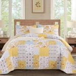 Anibedding Yellow Patchwork Quilt Set Queen Size Boho Floral Plaid Bedspread Cov. Fixed Price $57.40.